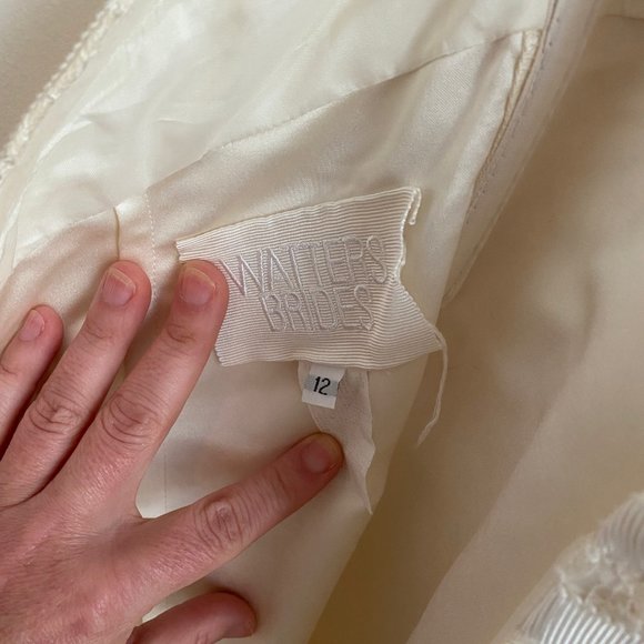 Ivory Halter-Style Watters Bridal Sweep Train Wedding Dress Size 12 - Picture 7 of 8